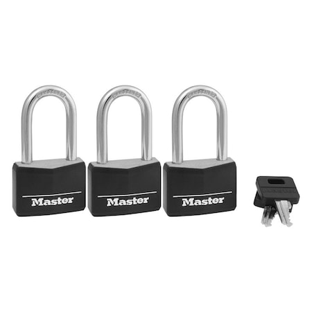 MASTER LOCK Covered Padlock Blck 3PK 141TRILF